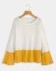 Plus Size Contrast Color One Shoulder Bell Sleeve Knit Sweaters Plus Size Contrast Color One Shoulder Bell Sleeve Knit Sweaters
